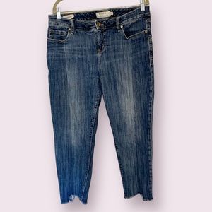 Torrid Denim Girlfriend Jeans Cropped Frayed Hem Straight Leg Blue Size 12